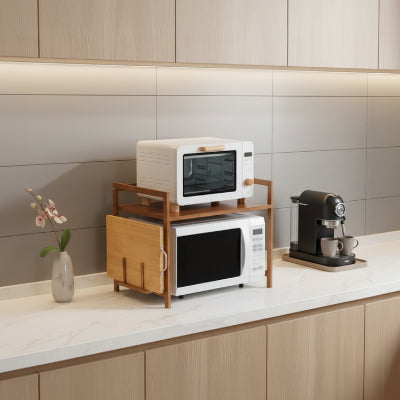 micro onde etagere robuste elegante version simple bois marron
