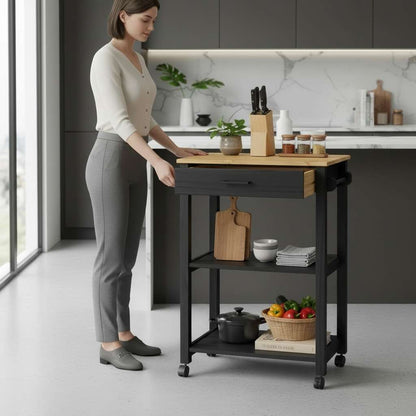 Petite desserte cuisine femme pose planche à découper Mobile Pin Massif