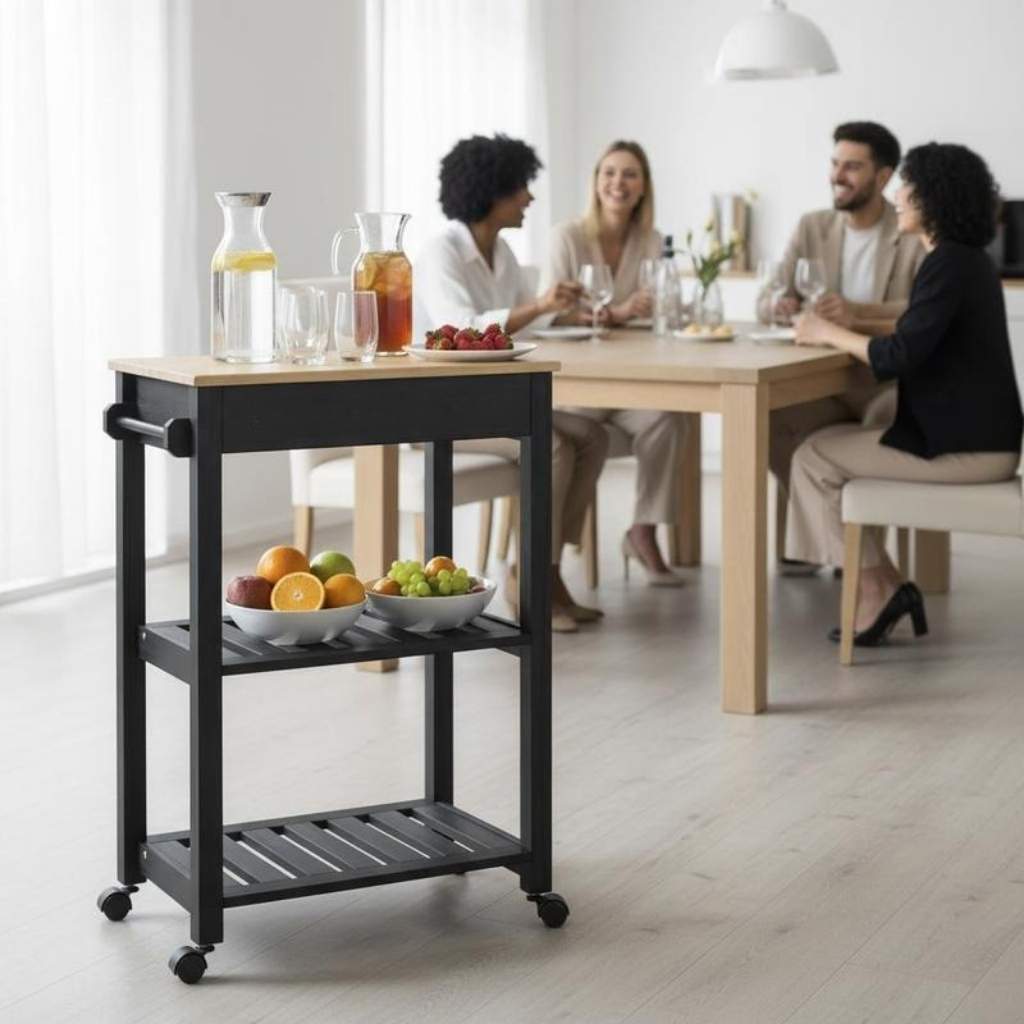Petite desserte cuisine polyvalente salon cuisine bureau Mobile Pin Massif