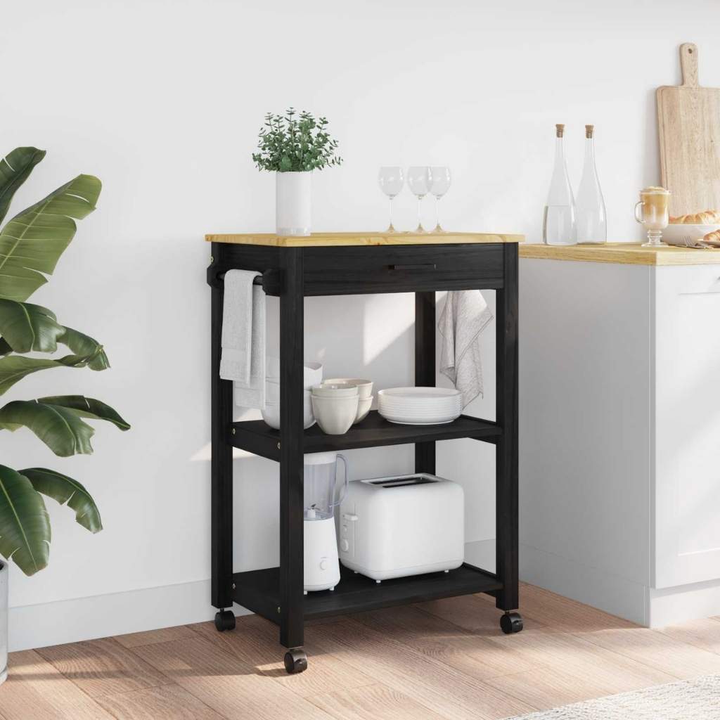 Petite desserte cuisine ustensiles accessibles en un geste Mobile Pin Massif