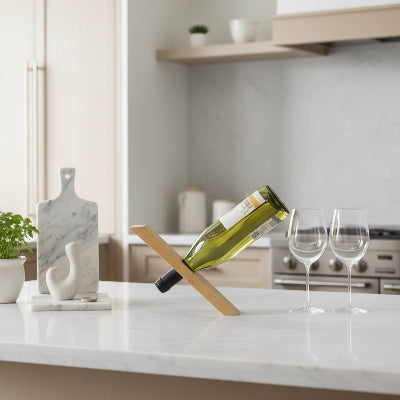 Porte bouteille en bois de noyer design épuré Inclinewood