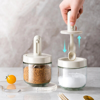 pot à epices verre avec cuillere integree qualite alimentaire