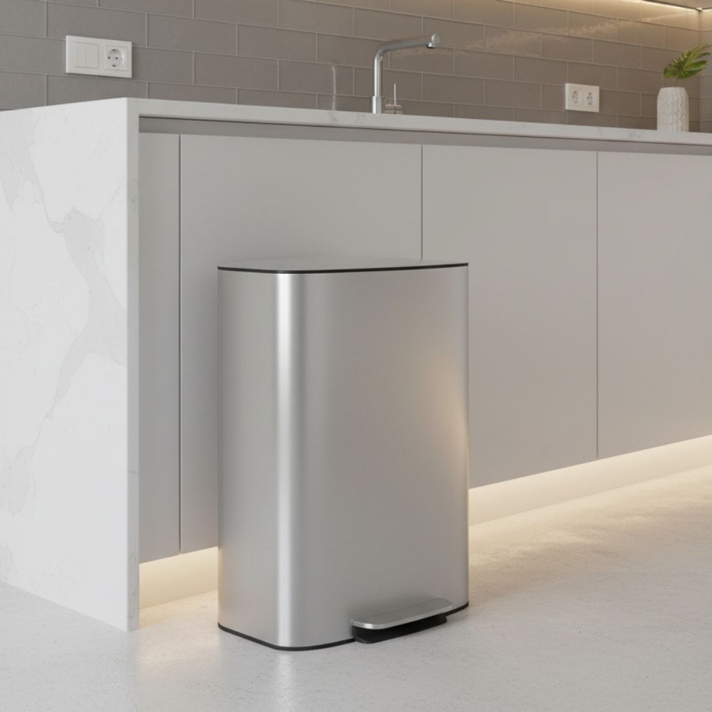 poubelle métallique 50 l acier inox anti-odeurs fermeture douce