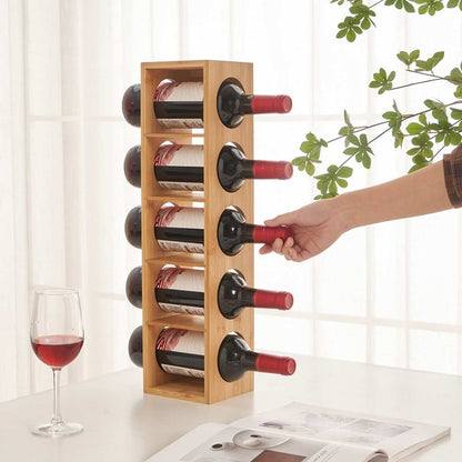 Range bouteille vertical bambou naturel 5 bouteilles horizontal Bambuva