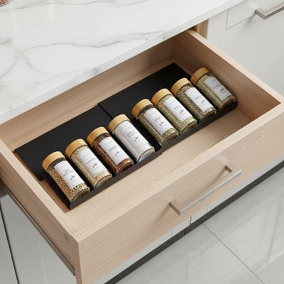 Range épices pour tiroir noir modulable tiroir cuisine EleganceEpicee
