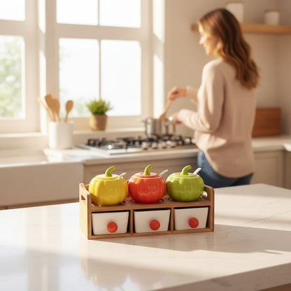 Rangement à épices femme cuisine sereine épices portée AromaColor