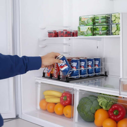 Rangement canettes frigo 5 rails boisson réfrigérateur coulissement souple stable