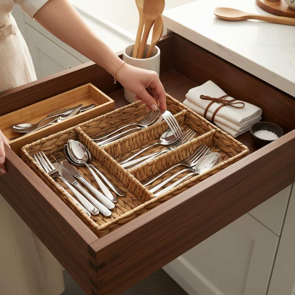 Rangement des couverts femme range couverts manière simple fluide JacintheNaturel