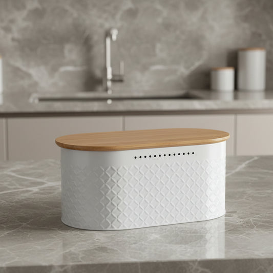 Rangement pain avec trous d’aération intégrés métal blanc Miebox