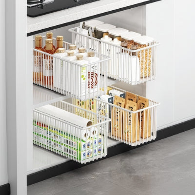Tiroir coulissant cuisine metal blanc compact 41x15cm lot 4 OrganizGlisse