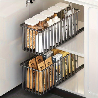 Tiroir coulissant cuisine metal noir compact 41x15cm lot 2 OrganizGlisse