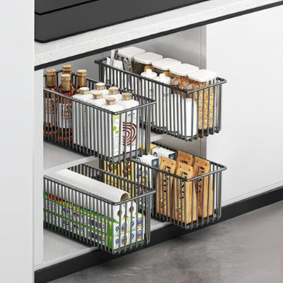Tiroir coulissant cuisine metal noir compact 41x15cm lot 4 OrganizGlisse