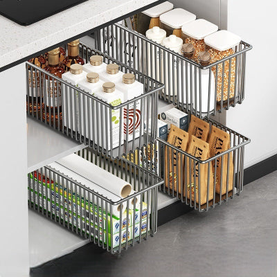 Tiroir coulissant cuisine metal noir gain de place placard OrganizGlisse