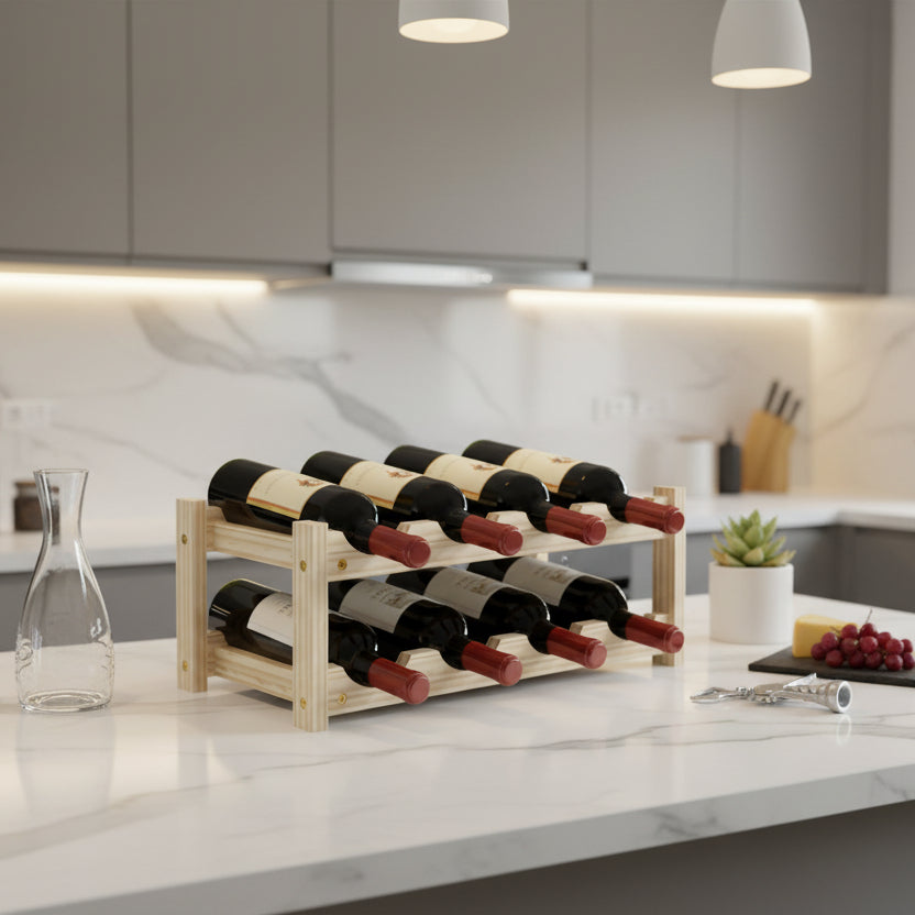 Casier bouteille design 8 bouteilles 2 niveaux bois VineaGrille