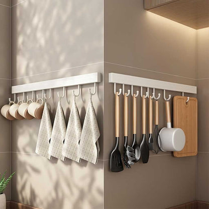 barre pour ustensiles cuisine crochets mobiles repositionnables volonté Sans Perçage