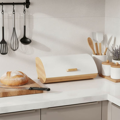 Boite a pain bois minimaliste epure blanc Panelys Blanc