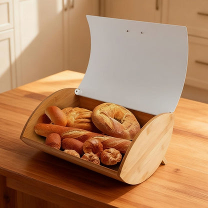 Boite a pain bois rangement cuisine durable Panelys Blanc