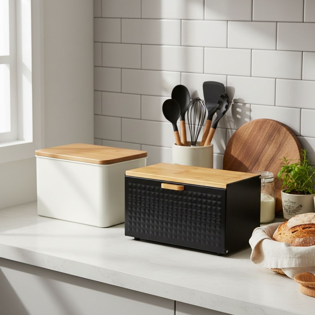 Boite a pain design metal robuste durable Ferraboo Noir