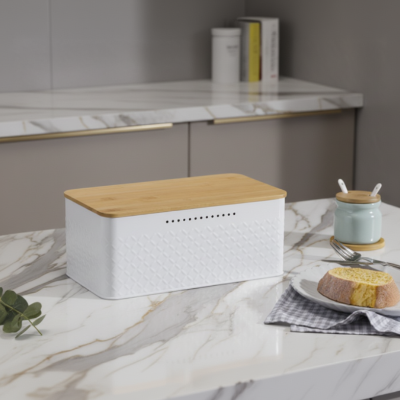 boite a pain metal blanc solide et elegant bambread