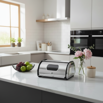 boite a pain miroir avec poignee et fenetre Inoxia