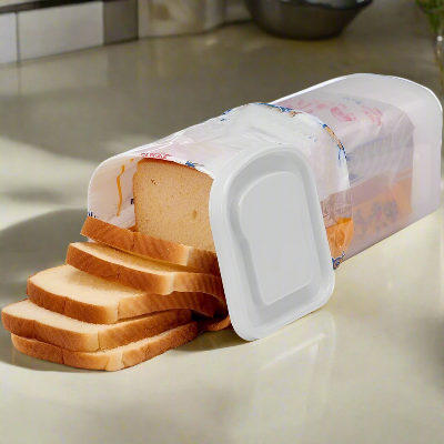 Boîte à pain rectangulaire transparente avec couvercle blanc RangeMie