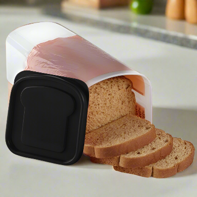 Boîte à pain rectangulaire transparente avec couvercle noir RangeMie