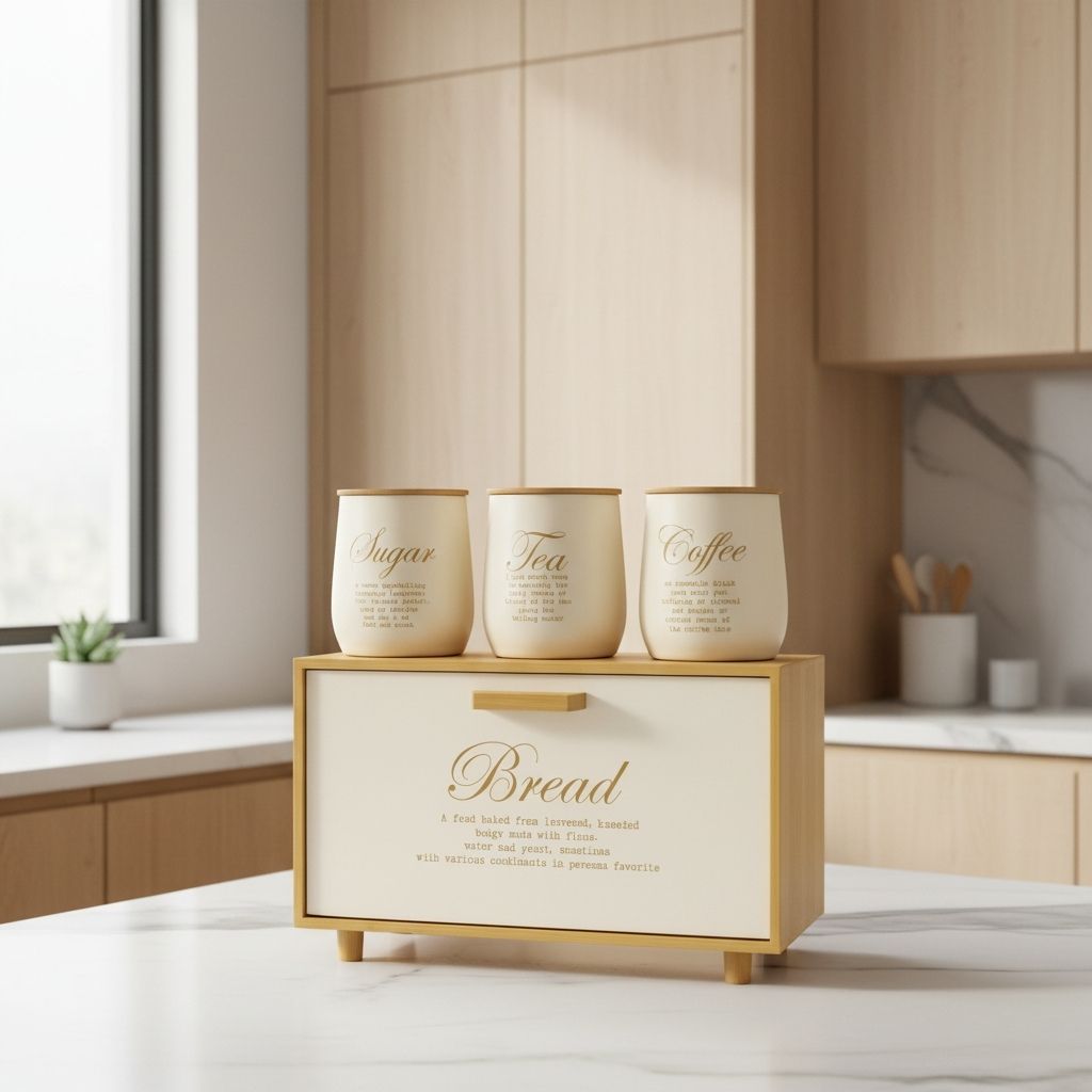 Boite pain bois 3 pots hermetiques inclus Coffre a Pain
