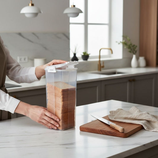 Boite pour pain de mie femme ouvrant couvercle transparent OptiBox