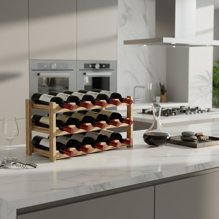 Casier à bouteille rangement cuisine bois pour 15 bouteilles VineaGrille