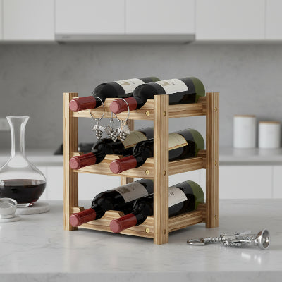 Casier a bouteilles design 6 bouteilles 3 couches bois VineaGrille