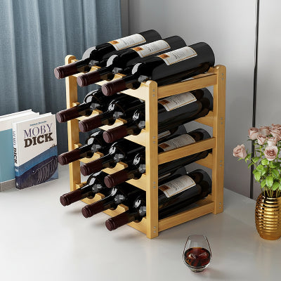 Casier à bouteilles modulaire bois clair 12 bouteilles NordikBottle 4Niveaux