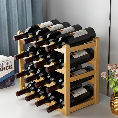 Casier à bouteilles modulaire bois clair 16 bouteilles NordikBottle 4Niveaux