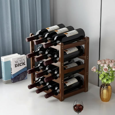 Casier à bouteilles modulaire bois fonce 12 bouteilles NordikBottle 4Niveaux
