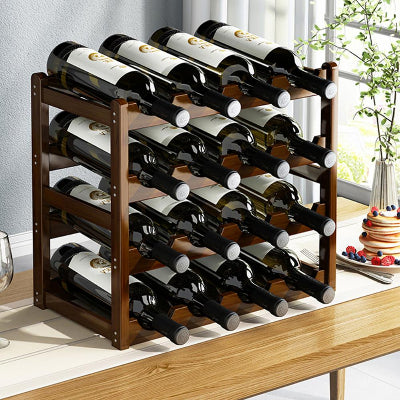 Casier à bouteilles organisateur élégant moderne bois fonce NordikBottle 4Niveaux