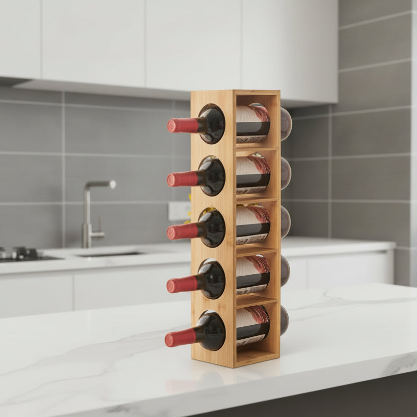 Casier a vin bambou horizontal 5 niveaux modulable Bambuva