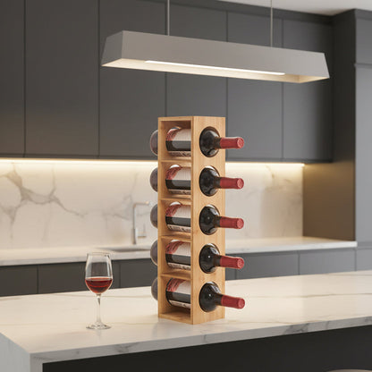 Casier a vin bambou 5 bouteilles horizontal vertical Bambuva