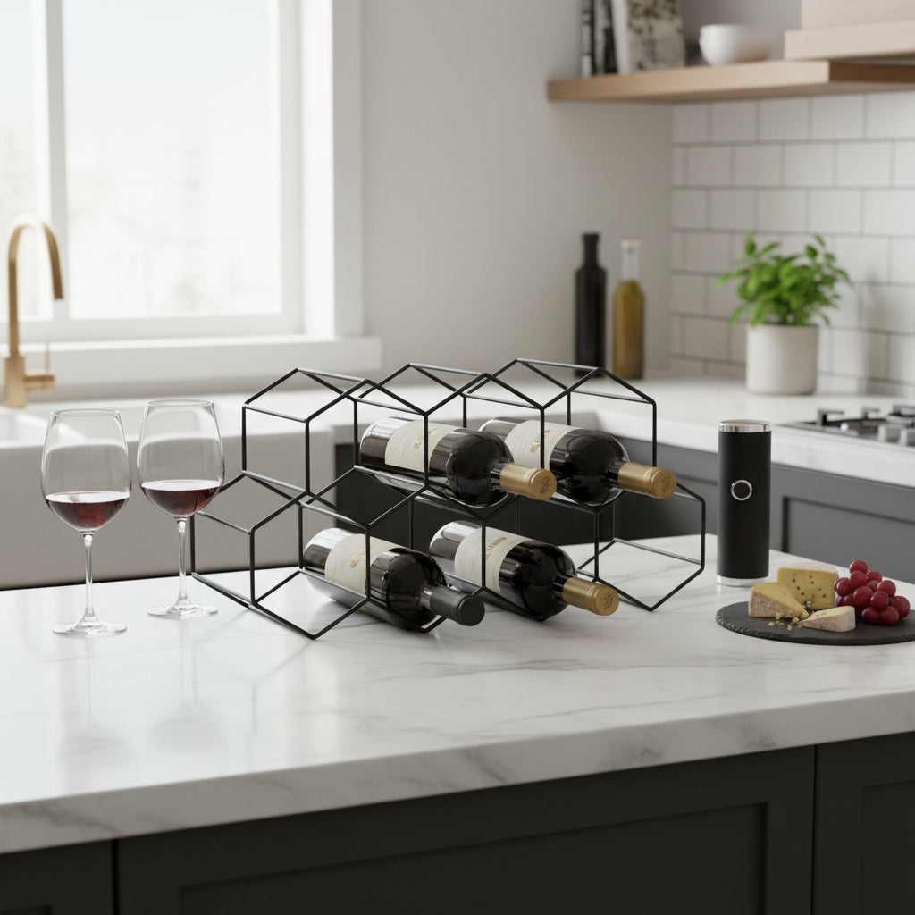 Casier à vin design alvéolé finition or Ruchavin 9 Bouteilles