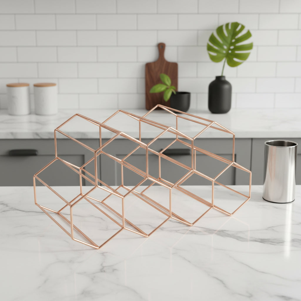 Casier à vin motif finition rose gold Ruchavin 9 Bouteilles