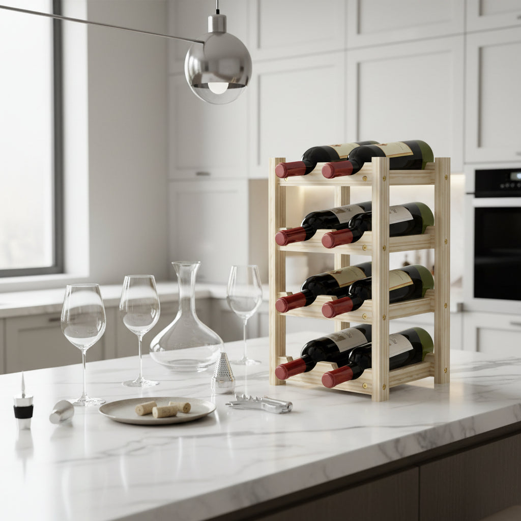 Casier bouteille rangement 8 bouteilles 4 couches bois VineaGrille