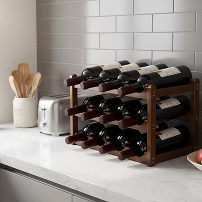 Casier bouteille rangement vertical compact 12 bouteilles NordikBottle 3 Niveaux