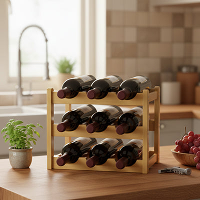 Casier bouteille solution rangement cuisine 9 bouteilles NordikBottle 3 Niveaux