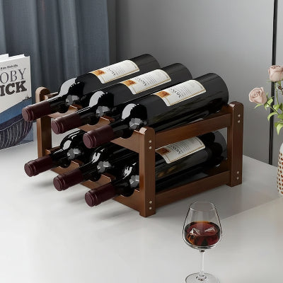 casiers pour bouteilles modulaires bois fonce 6 bouteilles NordikBottle 2Niveaux