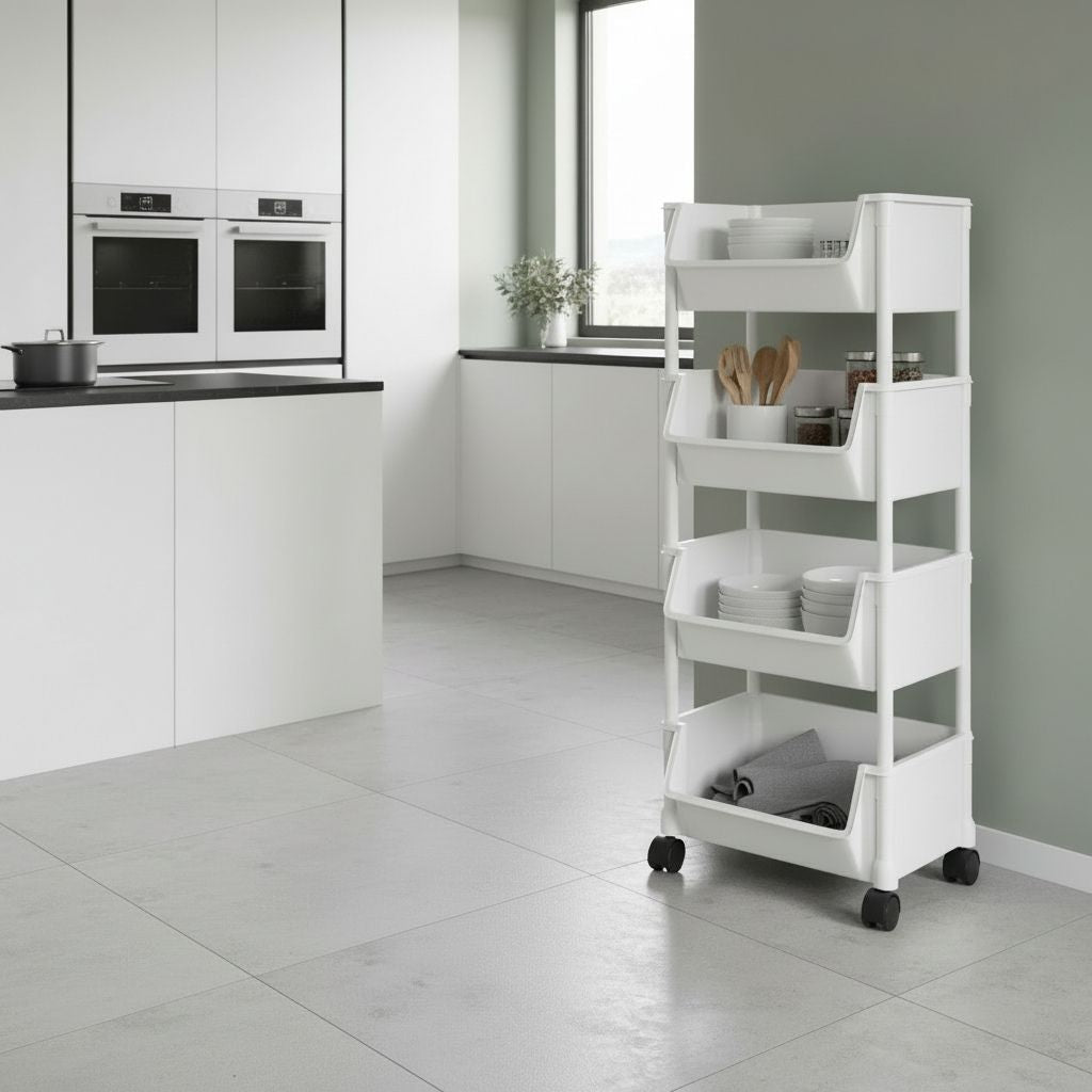 chariot desserte a roulettes 4niveaux gain de place quotidien Spalix