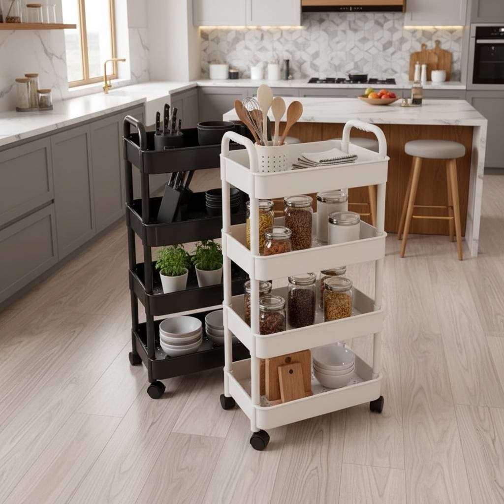 Chariot sur roulette rangement ustensiles épices accessibles Glidex