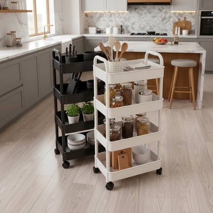 Chariot sur roulette rangement ustensiles épices accessibles Glidex