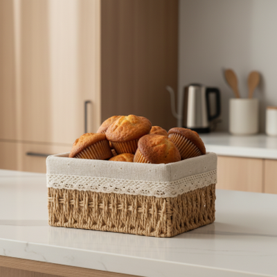 corbeille a pain en lin et fer renforce tissage gourmet