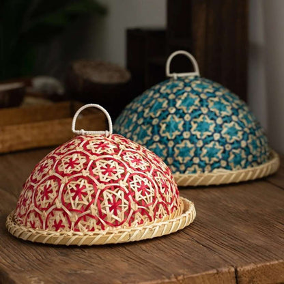 Corbeille à pain originale cloche protection aliments rouge turquoise MaisonBambelle