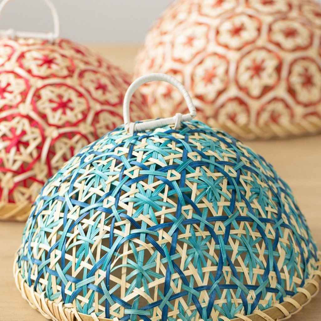 Corbeille à pain originale couvercle cloche elegant tissé turquoise MaisonBambelle