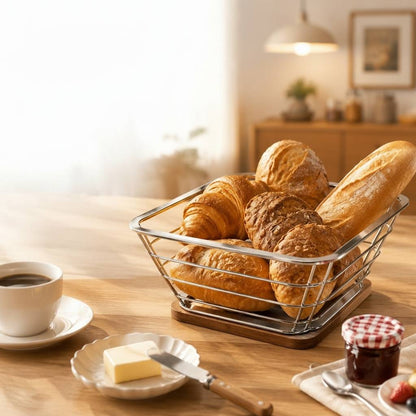 Corbeille pain inox structure robuste plusieurs kilos sans déformer InoxBambou