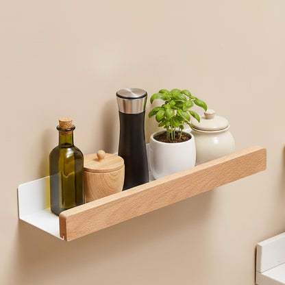 cuisine etagere murale 40cm métal blanc bois sans barre